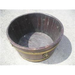 Wood and brass accented bucket