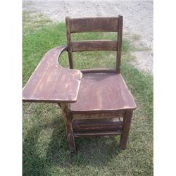 Old wood school desk