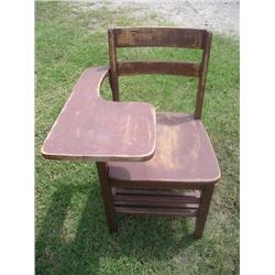 Old wood school desk