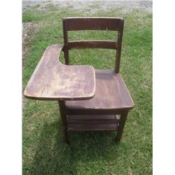 Old wood school desk