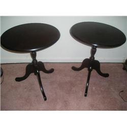 Two round wood tables.