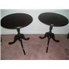 Image 1 : Two round wood tables.