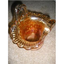 Carnival glass basket w/handles