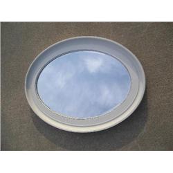 White wood frame mirror