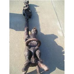 Carved bear hat rack