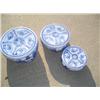 Image 1 : 3 blue floral flower pot stands