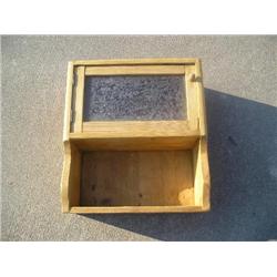 Etched glass front kitchen cabinet