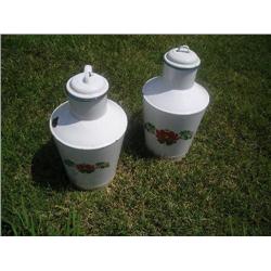 Two old painted enamel pots