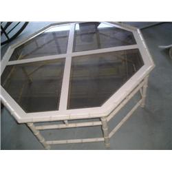 Bamboo glass top coffee table