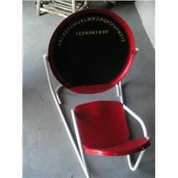 Red childs metal desk