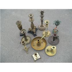 Candlesticks-brass, tin, misc.