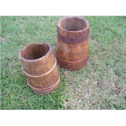 Two old wood pails