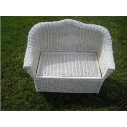 White wicker childs loveseat
