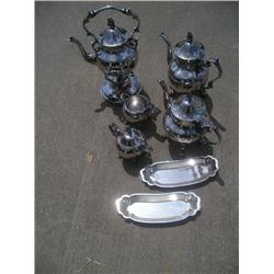 Silver on copper large tea set