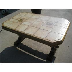 Oak table w/tile top(adjusts)