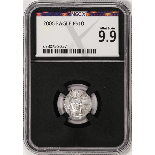 2006 $10 Platinum American Eagle Coin NGCX Mint State 9.9