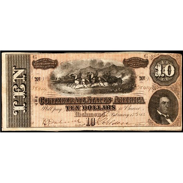 1864 $10 Confederate States of America Note