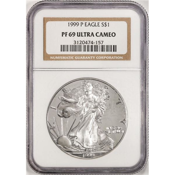 1999 $1 Proof American Silver Eagle Coin NGC PF69 Ultra Cameo