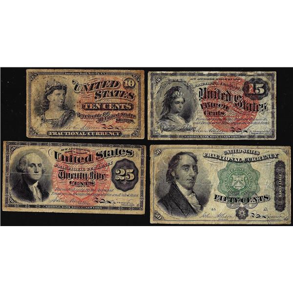 Lot of 1863 Fourth Issue 10/15/25/50 Fractional Currency Notes