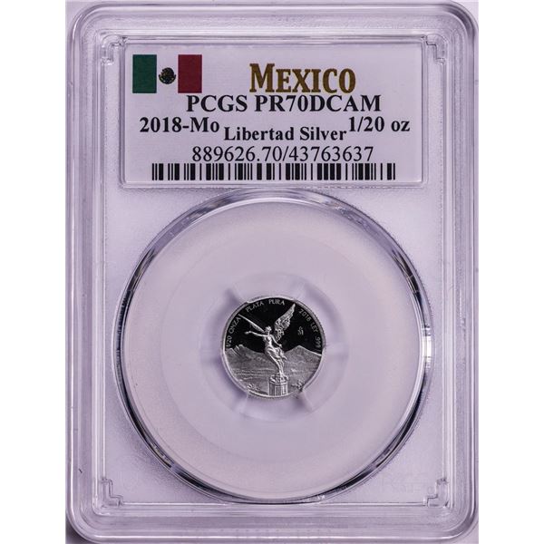 2018-Mo Mexico Proof 1/20 oz Silver Libertad Coin PCGS PR70DCAM