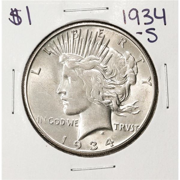 1934-S $1 Peace Silver Dollar Coin
