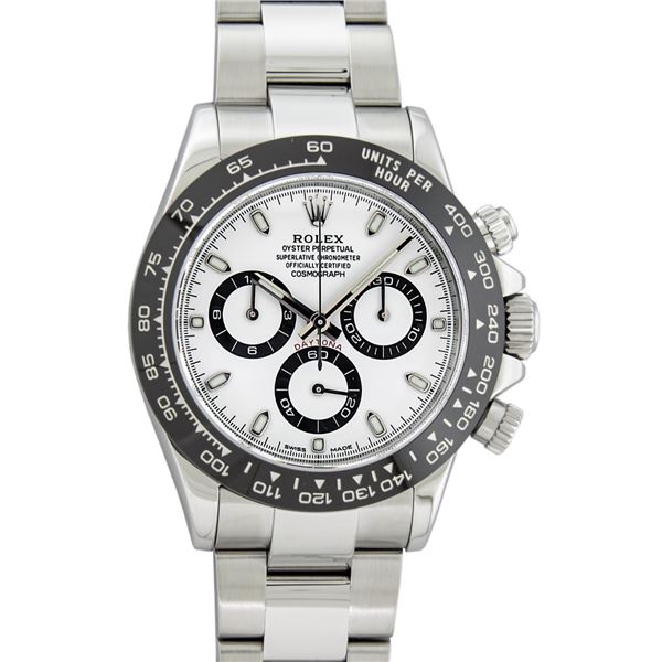 Rolex Stainless Steel Panda Dial Daytona Ceramic Wristwatch with Rolex Box