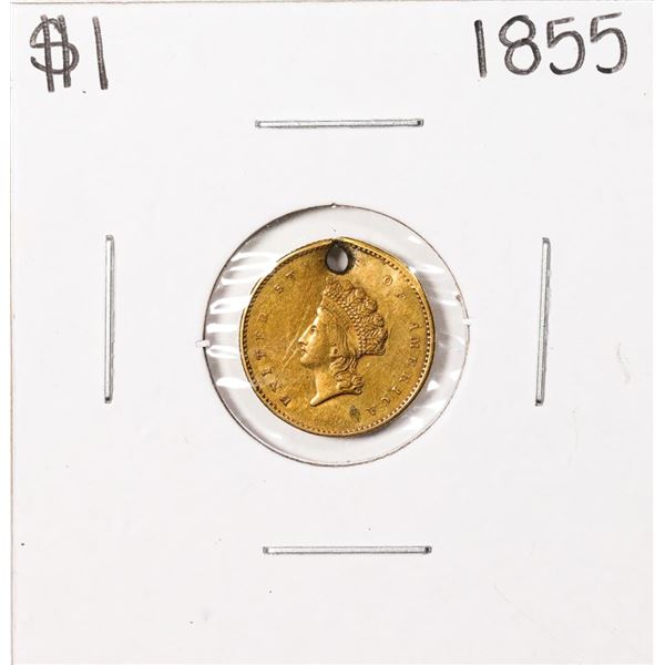 1855 Type 2 $1 Indian Princess Head Gold Dollar Coin Ex-Jewelry