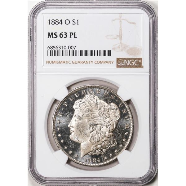1884-O $1 Morgan Silver Dollar Coin NGC MS63 PL