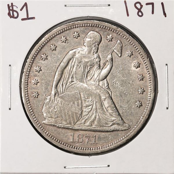 1871 $1 Seated Liberty Silver Dollar Coin