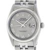 Image 1 : Rolex Mens Stainless Steel Slate Grey Roman Datejust Wristwatch