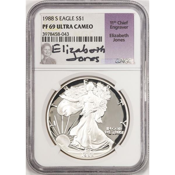 1988-S $1 Proof American Silver Eagle Coin NGC PF69 Ultra Cameo Jones Signature