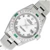 Image 1 : Rolex Ladies Stainless Steel White Roman Emerald and Diamond Datejust Wristwatch