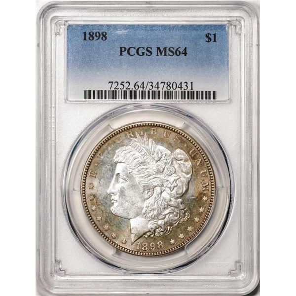 1898 $1 Morgan Silver Dollar Coin PCGS MS64 Nice Toning
