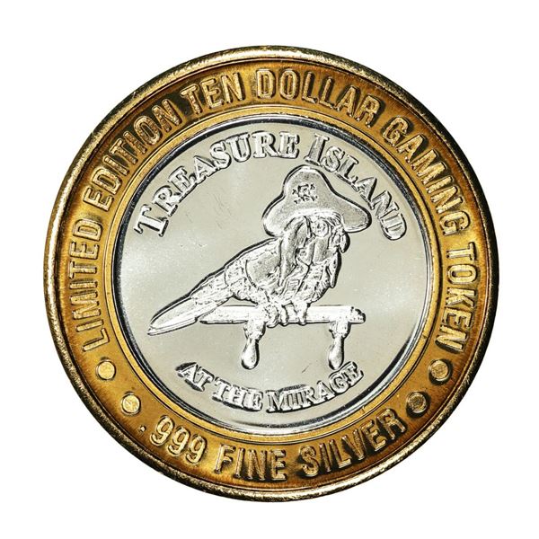 .999 Silver Treasure Island Las Vegas, Nevada $10 Casino Limited Edition Gaming Token