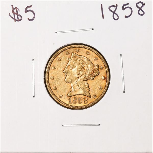 1858 $5 Liberty Head Half Eagle Gold Coin