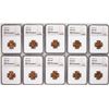 Image 1 : Lot of (10) 1942-D Lincoln Wheat Cent Coins NGC MS67RD