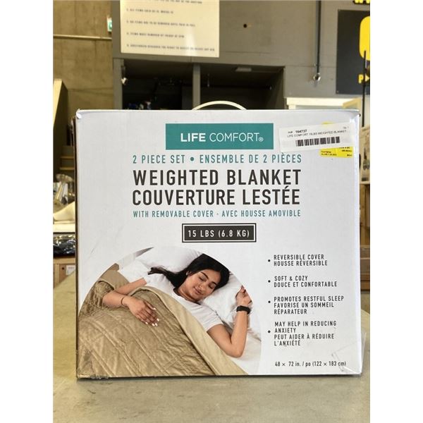 thumbnail interactive-video image 1 of 15lb Weighted Blanket Set With 2 Removable Covers - 60x80 Inch Heavy Blanket For Adults With Glass Beads 1 of 2