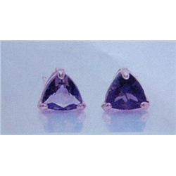 Smoky Quartz Earrings 10 K yellow gold, Trillion, faceted, approx. 0.66 carats, estimated replacemen