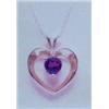 Image 1 : Amethyst and Diamond Heart Pendant and Chain 14 K yellow gold, amethyst is heart-shaped and faceted 