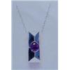 Image 1 : Amethyst Pendant 14 K yellow gold, amethyst is round and faceted and approx. 0.20 carats, estimated 