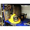 Image 1 : Lot of 5 items: fireman's helmet, fireman's boots, boot mug, framed New York Twin Tower's (18)