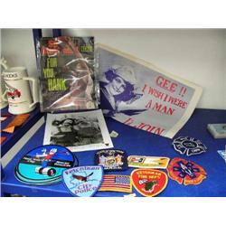 Sports Illustrated March 26, 1990 magazine; various patches; photos; poster (18)