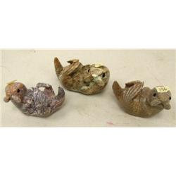 Lot of 3 soapstone otters (100)