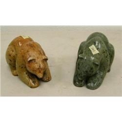 Lot of 2 soapstone bears- 1 bear has damage to ear (100)