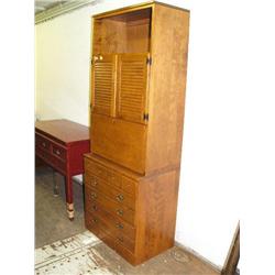 Maple drop front desk with 5-drawer 2-door 78-1/2" H, 30" L, 19" D (44)