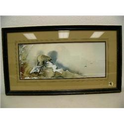 Signed and numbered print double matted and framed by Morten Solberg done in 1978 "Polar Bear" (70)
