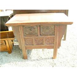 2 Door Oak Table circa 1850 29" H x 40" L x 23" D Carved Front (800)