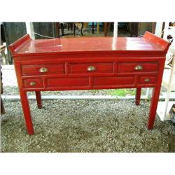 circa 1920 34" x 53" x 52"D  red Finish 5 Drawers (800)
