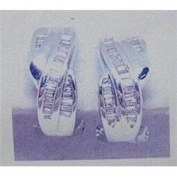 Diamond Earrings 14k white Gold, Baguette Cut Approximately .75 carats, Estimated Replacement Cost: 