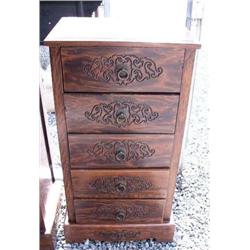 CHOICE on: 5 Drawer Carved Chest 31" H x 16" L x 12" D  (800)
